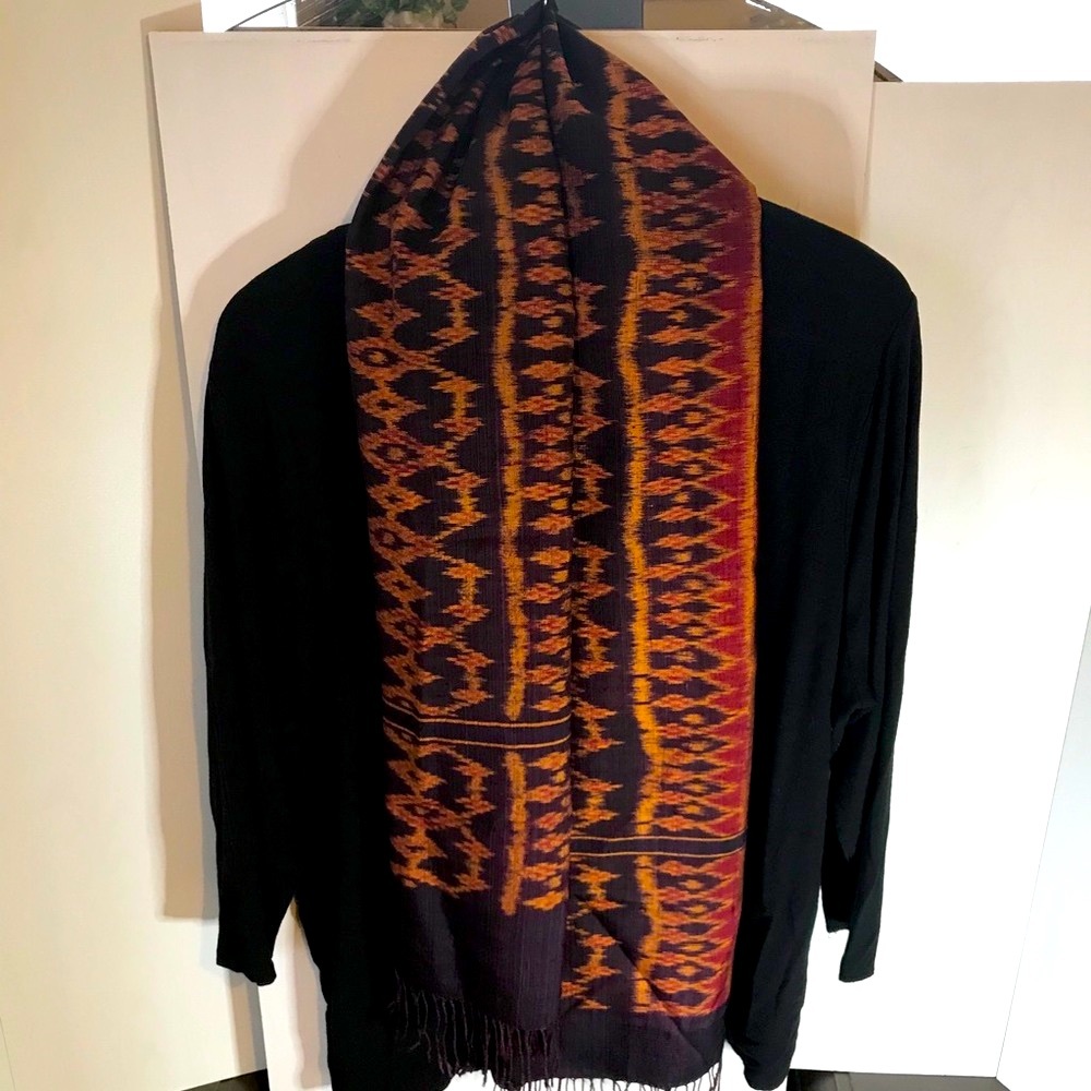Scarf Rich Purples and Golds Graphic Print
